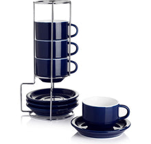 Load image into Gallery viewer, 2.5 Ounce Porcelain Stackable Espresso Cups, Set of 4