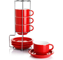 Load image into Gallery viewer, 2.5 Ounce Porcelain Stackable Espresso Cups, Set of 4