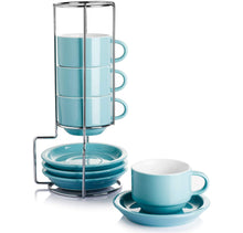 Load image into Gallery viewer, 2.5 Ounce Porcelain Stackable Espresso Cups, Set of 4