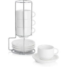 Load image into Gallery viewer, 2.5 Ounce Porcelain Stackable Espresso Cups, Set of 4