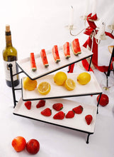 Load image into Gallery viewer, 3 Tier Porcelain Rectangular Serving Platters and Stand