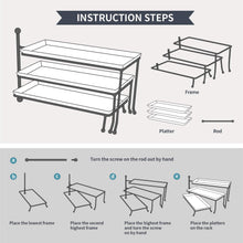 Load image into Gallery viewer, 3 Tier Porcelain Rectangular Serving Platters and Stand