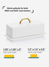 Load image into Gallery viewer, Porcelain Butter Dish with Gold Handle