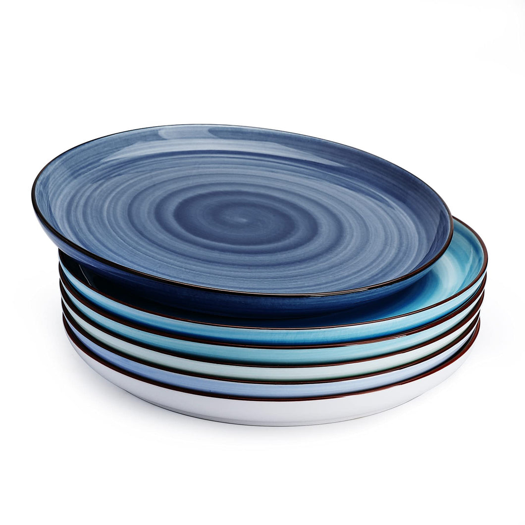 10 Inch Porcelain Side Appetizer Plates, Cool Assorted Color, Set of 6