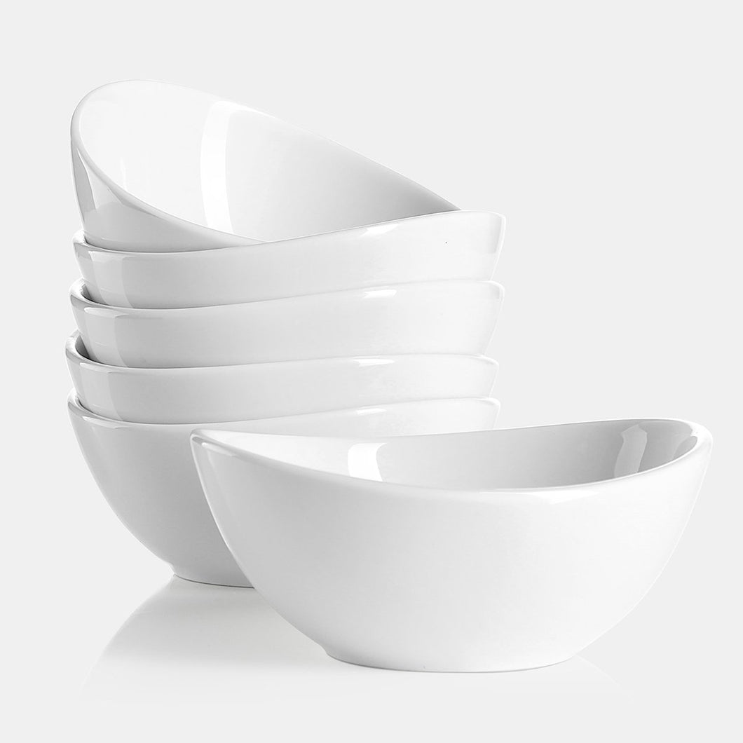 10 oz Porcelain Small Curved Bowls, White - Sweese