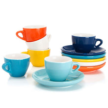 Load image into Gallery viewer, 2 Ounce Porcelain Cappuccino Cups with Saucers, Hot Assorted Color
