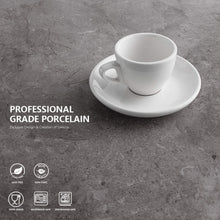 Load image into Gallery viewer, 2 Ounce Porcelain Espresso Cups with Saucers, Set of 6

