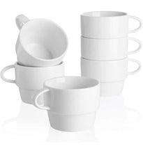 Load image into Gallery viewer, 6 Ounce Porcelain Stackable Coffee Cups, Set of 6
