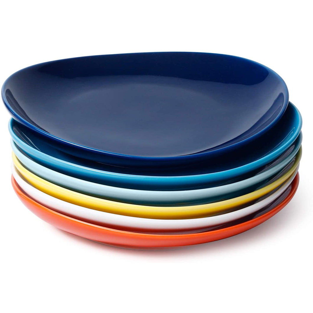 7.8 Inch Porcelain Dessert Plate, Hot Assorted Color, Set of 6