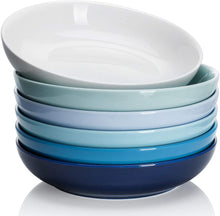 Load image into Gallery viewer, 22 Ounce Porcelain Salad Bowls, Cool Assorted Color, Set of 6
