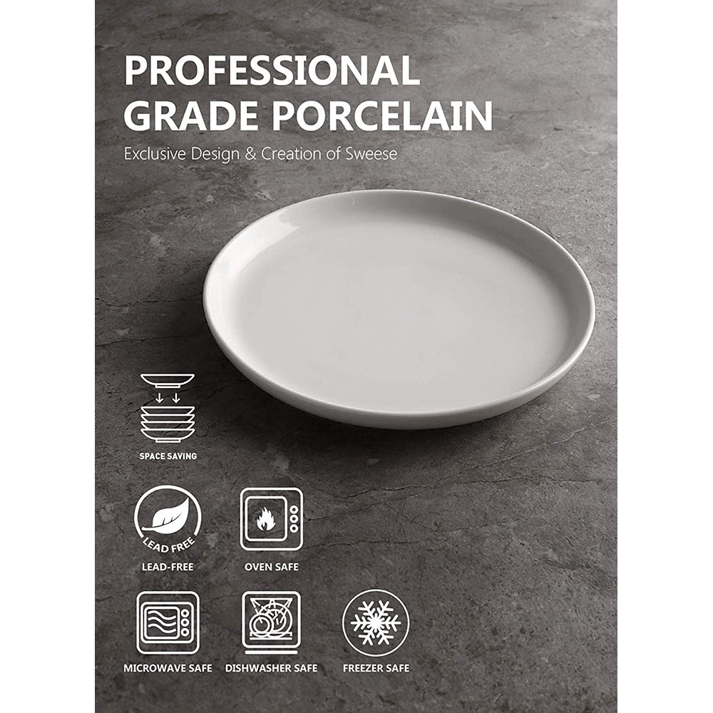 10 Inch Porcelain Round Dinner Plates, Set of 6 - Thumbnail 4