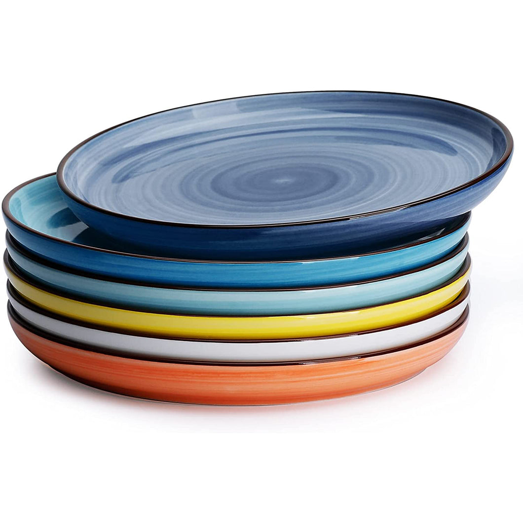 7.4 Inch Porcelain Side Appetizer Plates, Hot Assorted Color, Set of 6