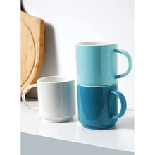 Load image into Gallery viewer, 10 Ounce Porcelain Stackable Coffee Cups, Cool Assorted Color, Set of 6

