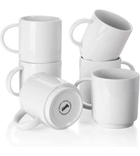 Load image into Gallery viewer, 10 Ounce  Porcelain Stackable Coffee Cups, Set of 6
