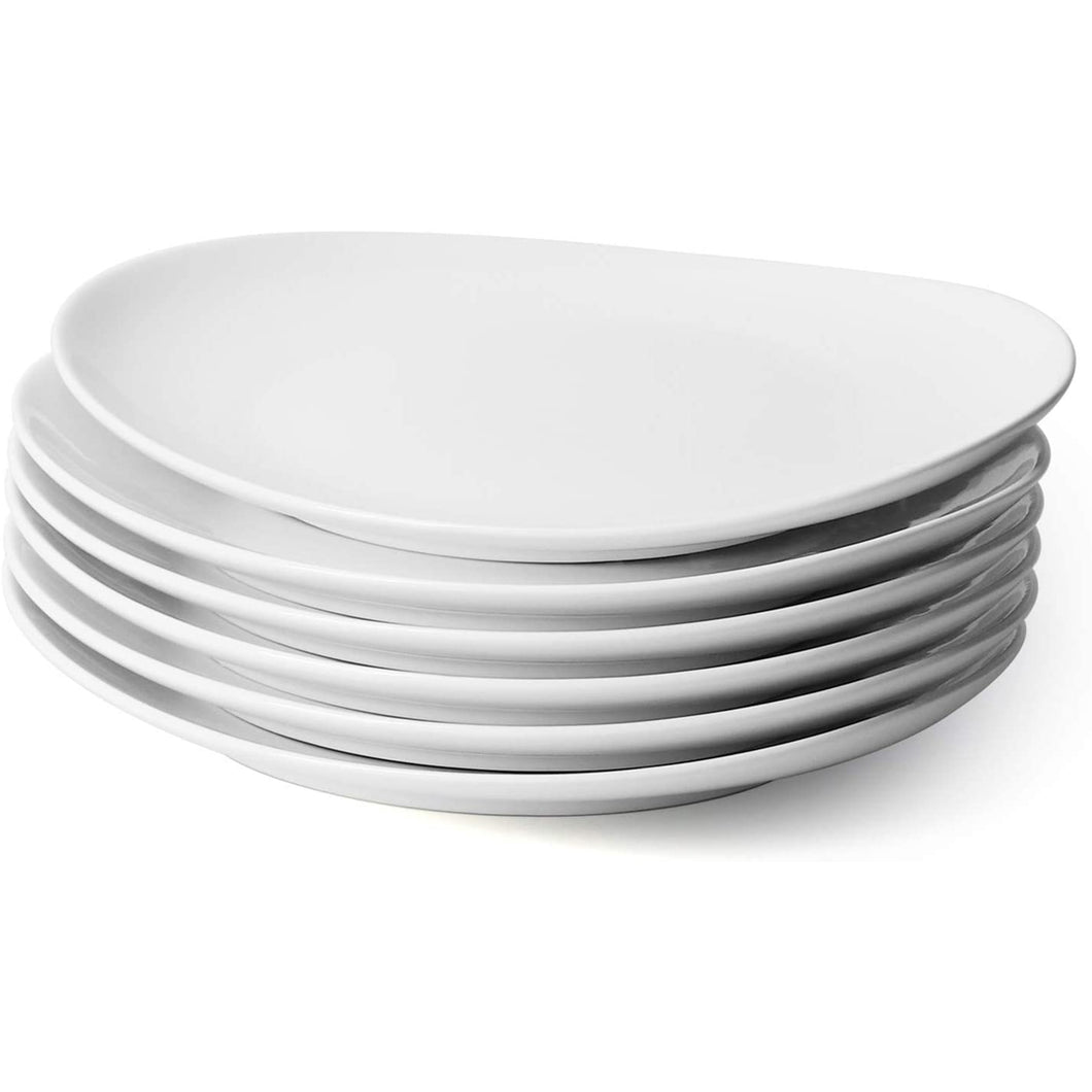 11 Inch Porcelain Curved Dinner Plates, Set of 6