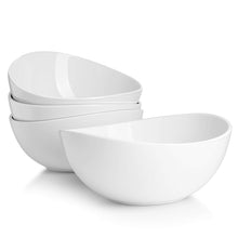 Load image into Gallery viewer, 42 Ounce Porcelain White Curved Bowls, Set of 4
